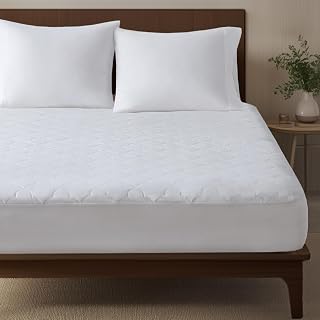 Sleep Philosophy Twin Cotton Mattress Pad - Breathable Cloud Quilted Topper, All-Natural Fill, Fits Up to 18" Mattresses, OEKO-TEX Certified, Machine Washable White