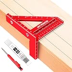 3.8＂Mini 3D Multi-Angle Measuring Square Ruler, WT102A High Precision Hole Scribing Woodworking Tools, 0-90° Aluminum Alloy Carpenter Square Wood Working Tools, Carpenter Pencils 6 Refills.