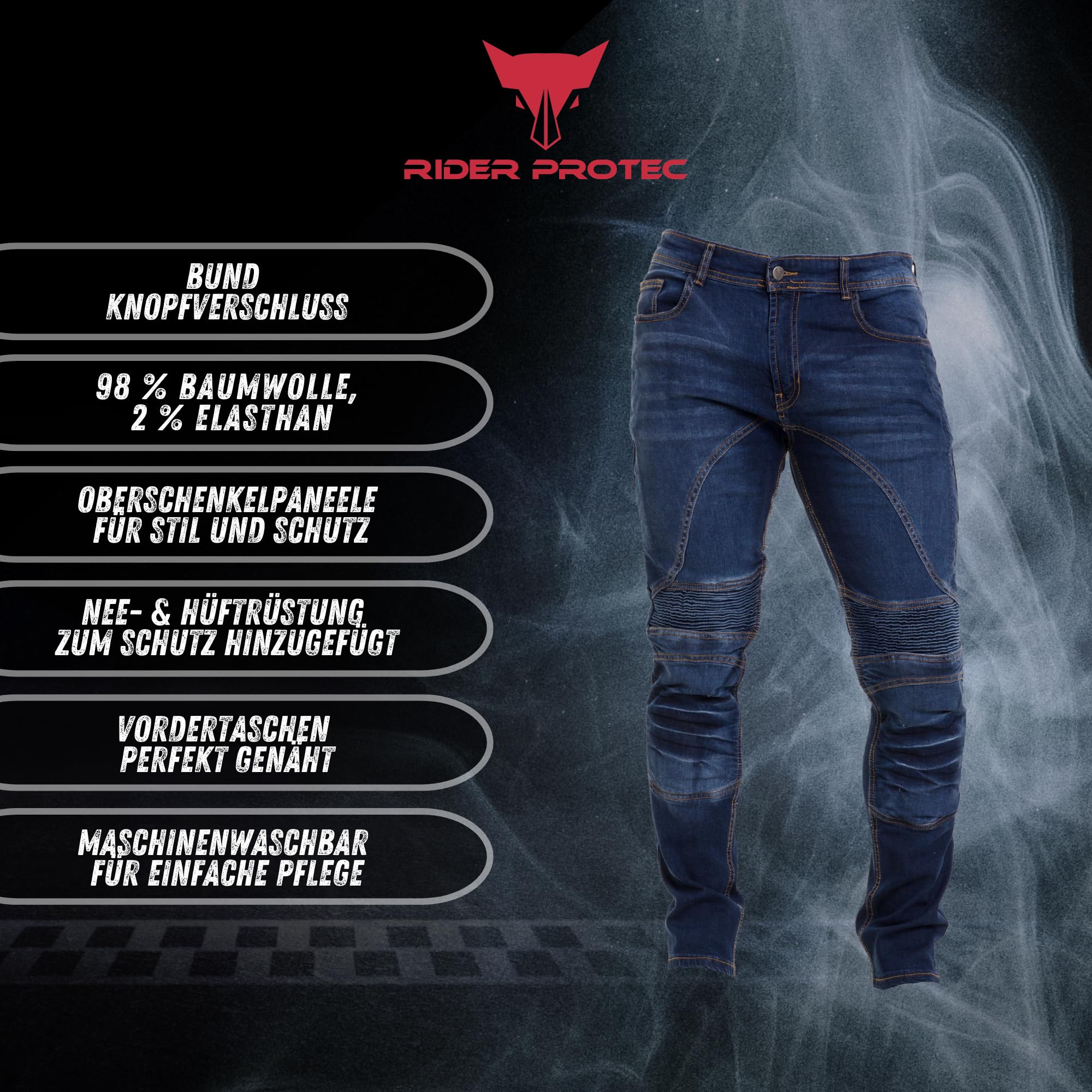 Jean de Moto pour Homme, Doublure de Protection en aramide, Pantalon de Moto en Denim avec Protections Amovibles, Pantalon de Motard pour Homme