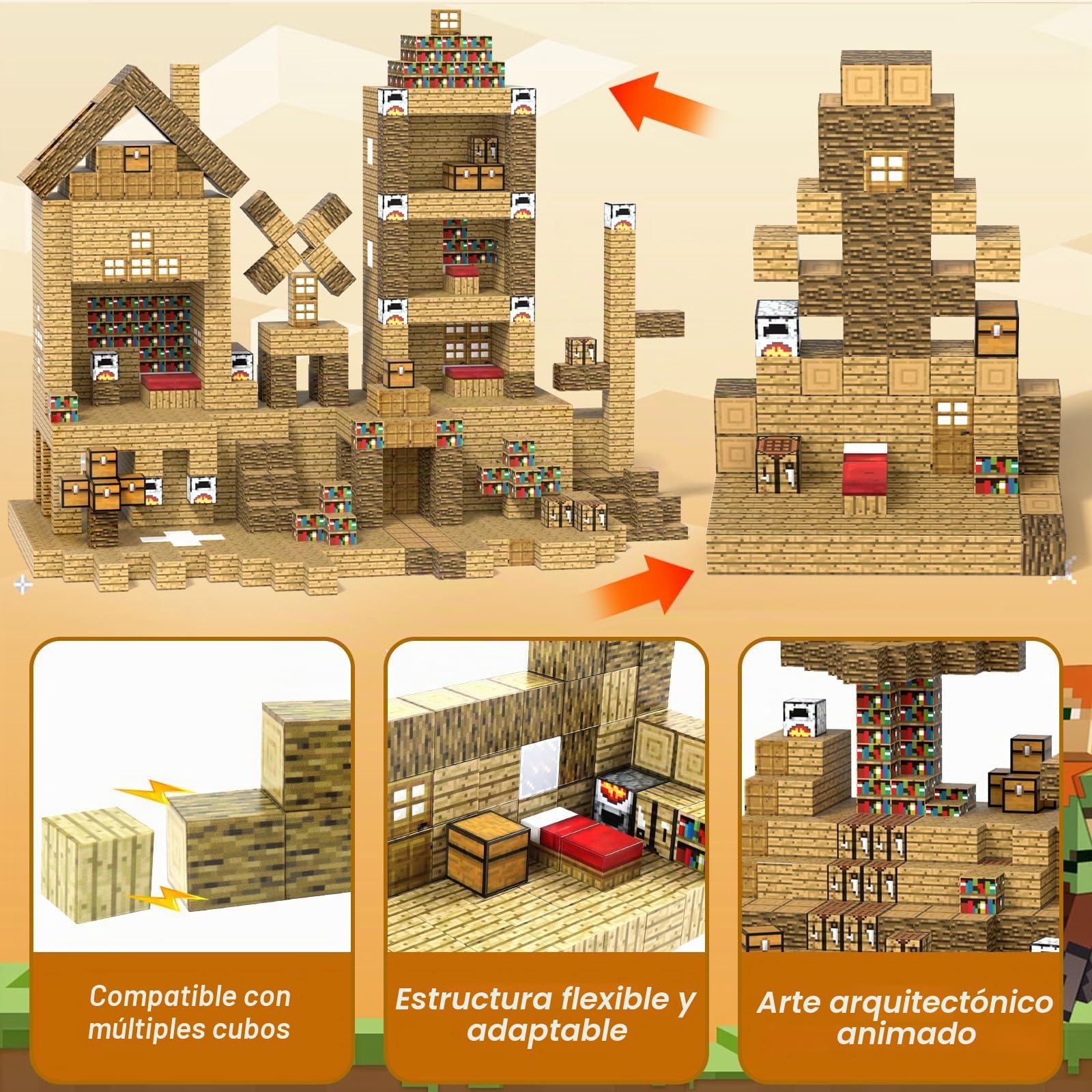 80 Piezas Bloques de Construcción Magnéticos,Build Mine Imanes World Set,3D Juguetes de Construcciones Magneticas,Juguete Magnético para Niños y Niñas,Juguetes Montessori a Partir de 3 años