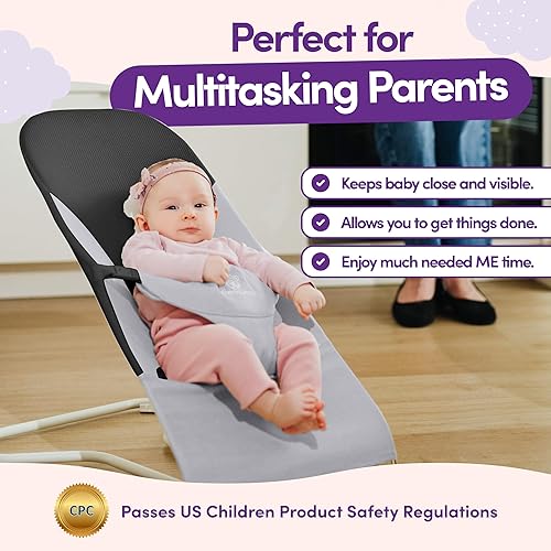 Miniatura 10 de ComfyBumpy Asiento ergonómico para bebé, funda de transporte de viaje adicional, silla inflable segura y portátil con posiciones de altura