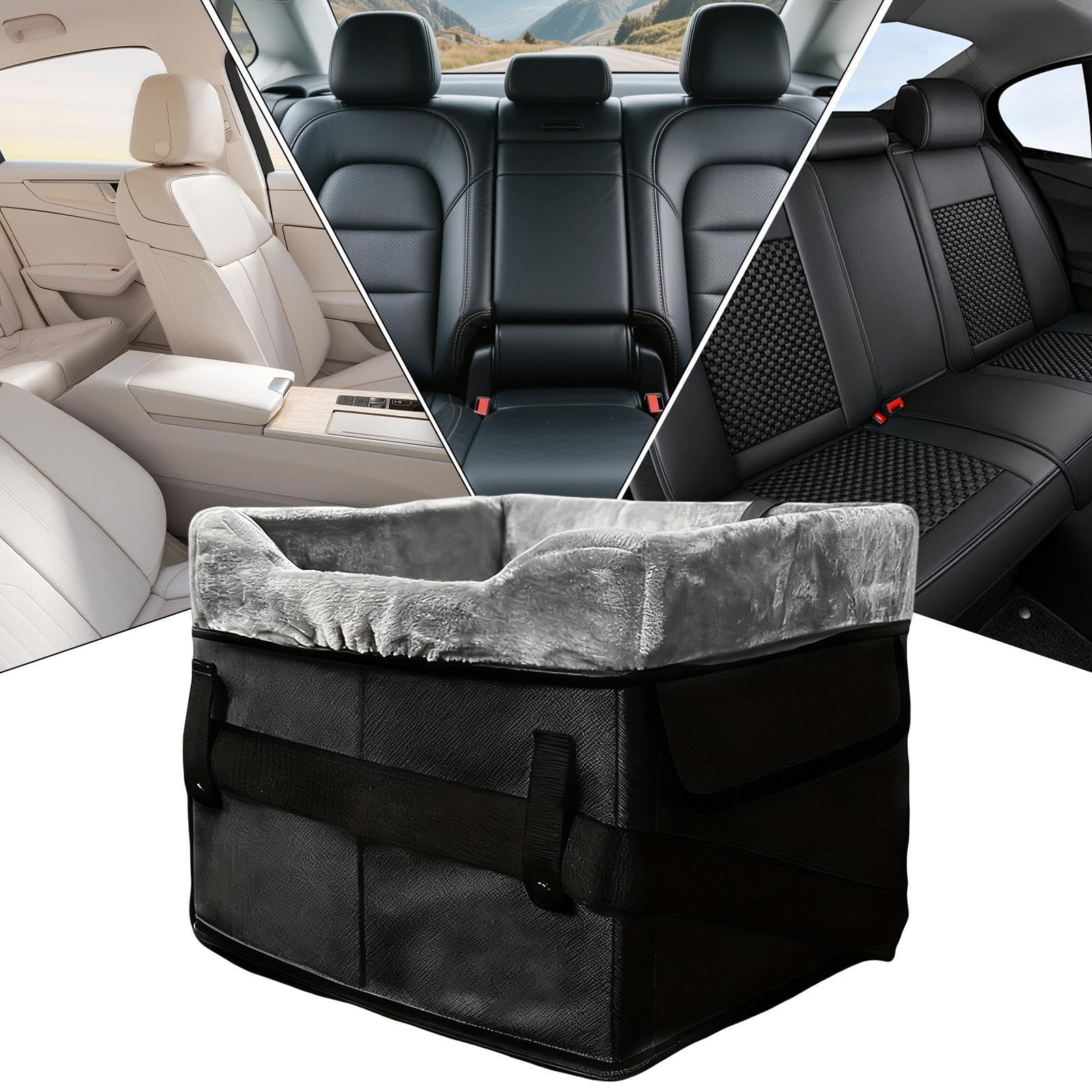 Asiento De Coche Canino Cama Lavable De Peluche Para Cachorros | Cama De Coche Para Perros Con Bolsillos De Almacenamiento Para Viajes En Vehículo Con Perros De Hasta 11 Kg En Trasero