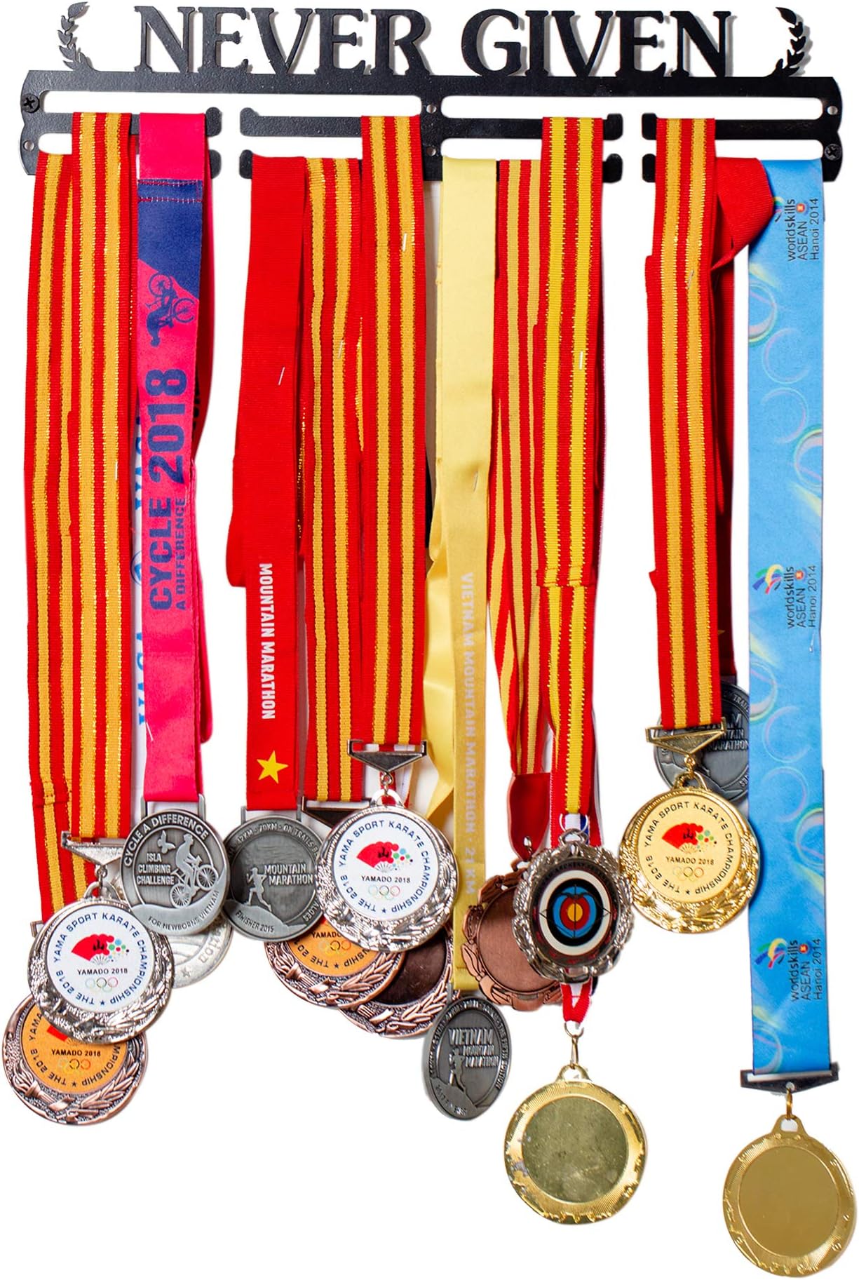 Azonten1 Never Given Running Marathon Sports Medal Display Medal Rack Medal Holder Running Medal Hanger + Medal Holders for Awards
