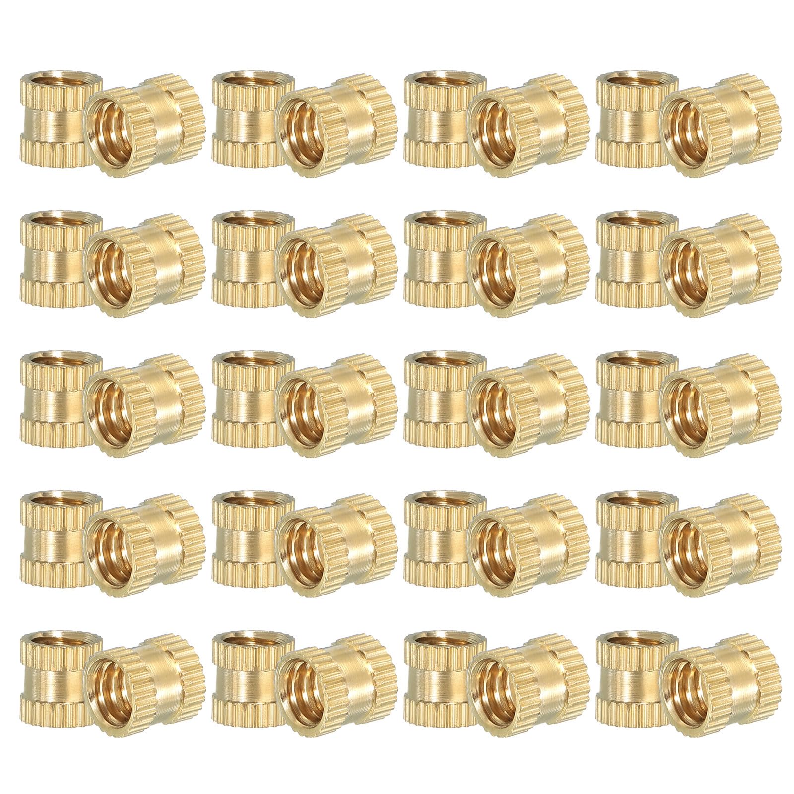 PATIKIL 1/4"-20 Threaded Inserts, 40 Pcs Female Metric Brass Knurled Nuts Heat Set Insert for Plastic 3D Printing Components (1/4"-20x8x8mm)