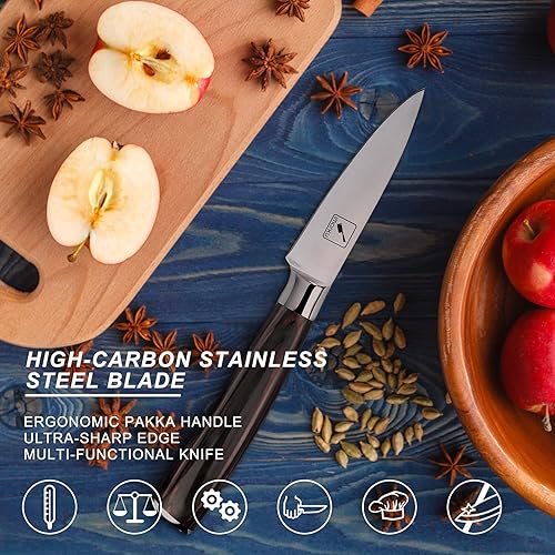 Miniatura 5 de imarku Cuchillo de pelar, cuchillos de pelar, cuchillos de cocina pequeños de 3.5 pulgadas, cuchillo japonés de frutas de acero inoxidable SUS440A,