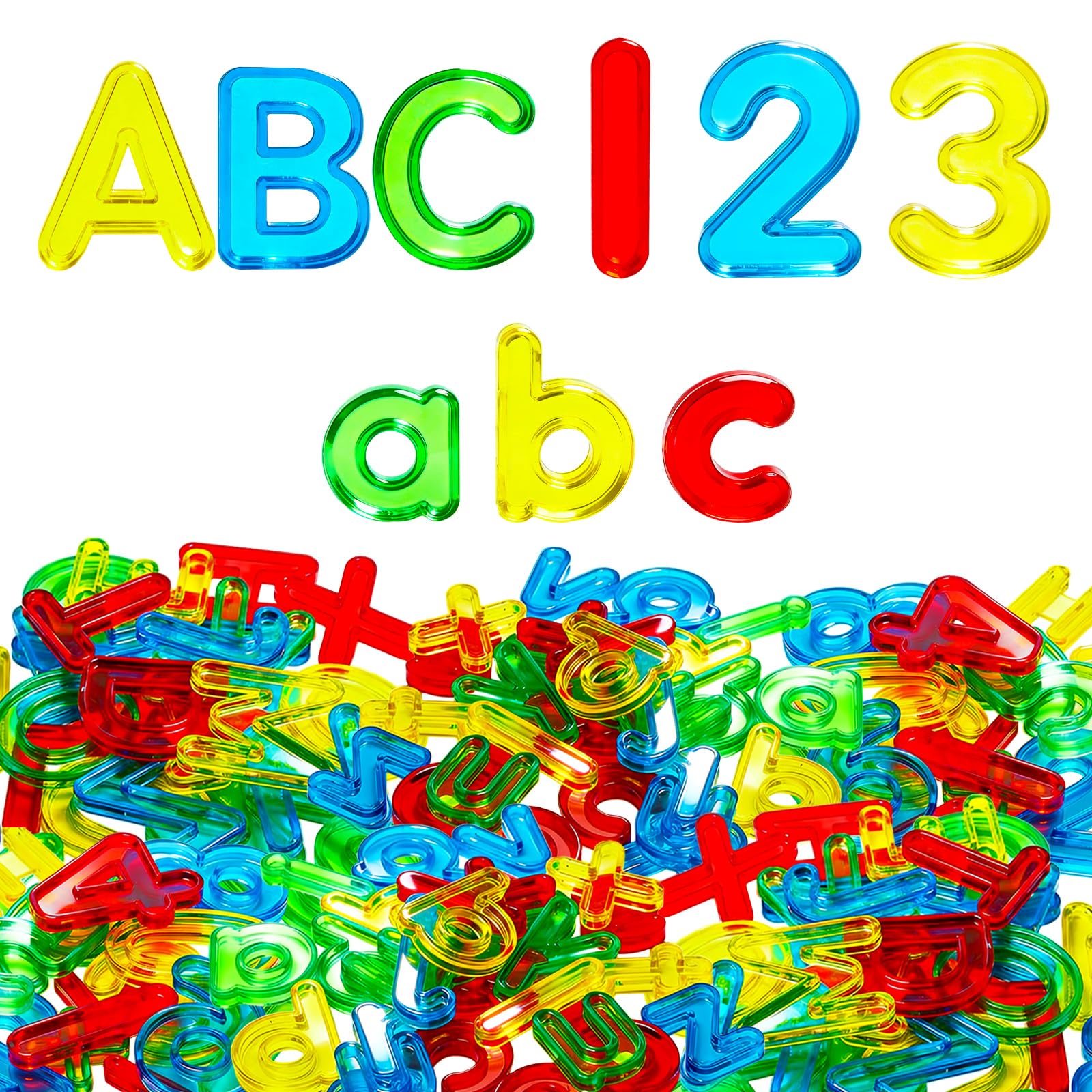 Bbiamsleep 134 Pcs Multi-Color Plastic Letters and Numbers Transparent Letters and Numbers Plastic Alphabet Letters Light Table Manipulatives for