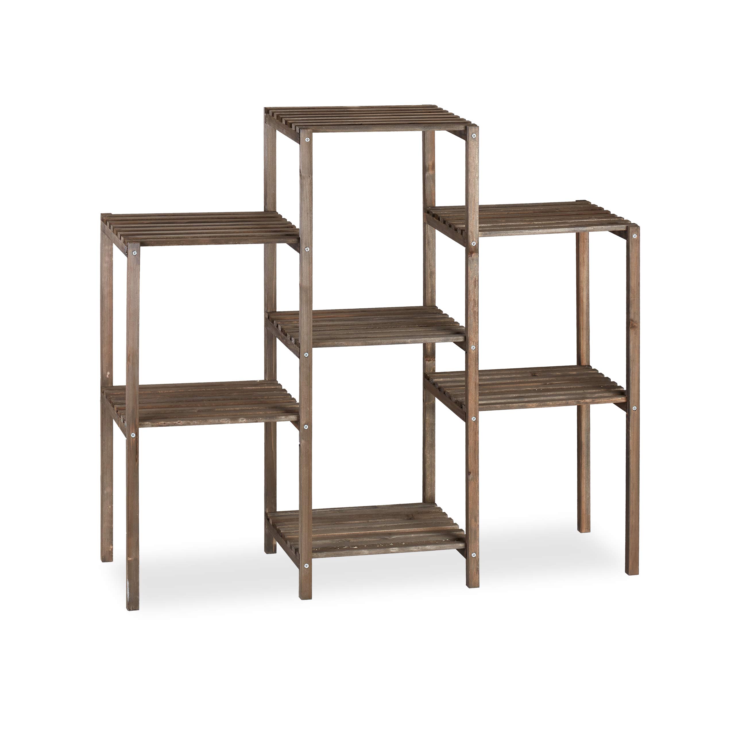 Relaxdays Etagère à fleurs, Design simple-chic, Pour l’intérieur, Salon et cuisine, étagère à plantes, taille L, marron