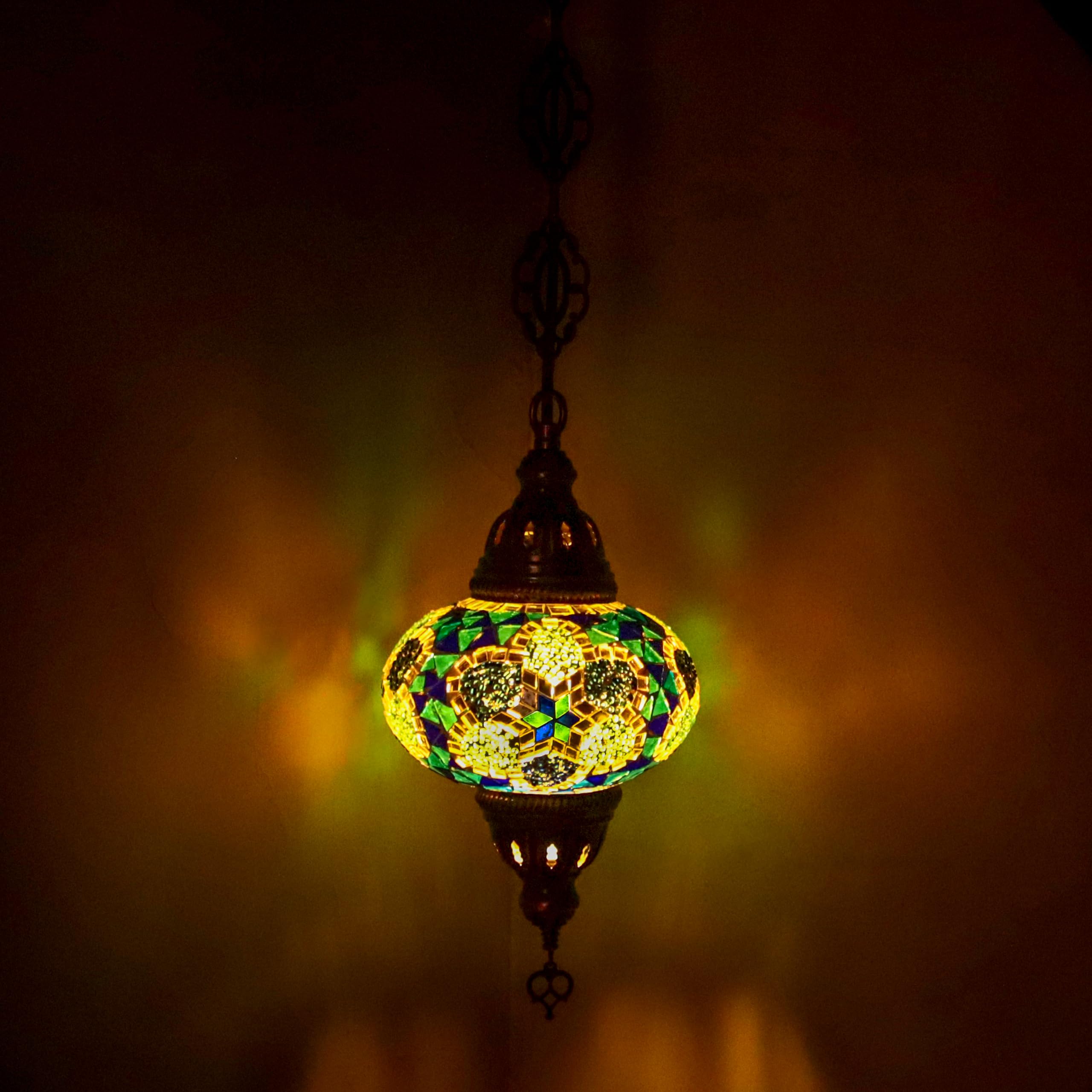 ENVA Turkish Moroccan Handmade Glass Mosaic Ceiling Hanging Chandelier Light Lamp Large Globe โ image 1