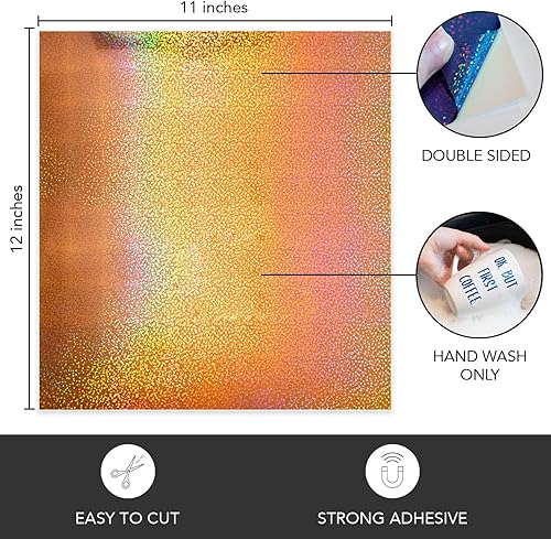 Miniatura 6 de Vinilo permanente con purpurina para Cricut 8 unidades 12 x 11 pulgadas hojas adhesivas de vinilo holográfico brillante para Oracle 651 con efecto