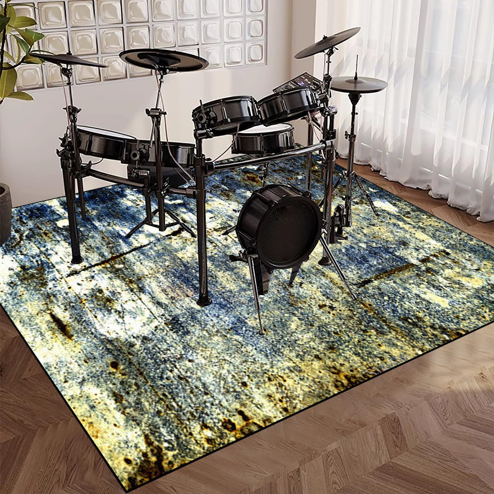 180 x 160 cm Schlagzeugteppich Drum Teppich, Elektrisches Schlagzeug Teppich Teppiche, rutschfeste Trommel Teppiche, Professioneller Schallschutzmatte, Antivibrationsmatte Drumteppich