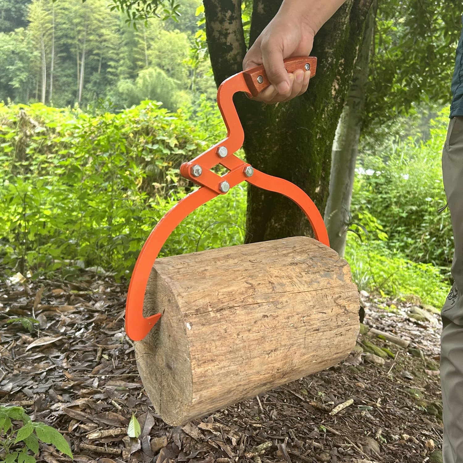 Drewniany uchwyt, 2 szczypce ślizgowe, antypoślizgowy uchwyt, narzędzie do podnoszenia, przeciągania i przenoszenia (45 cm)