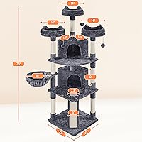 Vista 2 de Yaheetech - Árbol para gatos de 76 pulgadas con múltiples niveles, torre para gatos con gran condominio y perchas acogedoras, casa