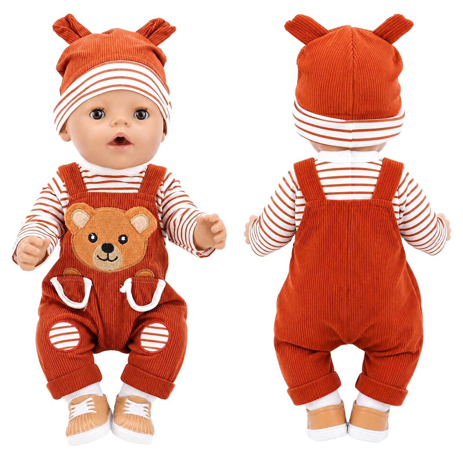 Ubranie dla lalek 35-43 cm, 6 sztuk, słodkie ubranka dla niemowląt, lalki dla dzieci o średnicy 35-17 cali, ze skarpetkami, wieszakami na buty, ubranka 43 cm, strój dla lalek, prezent dla dzieci