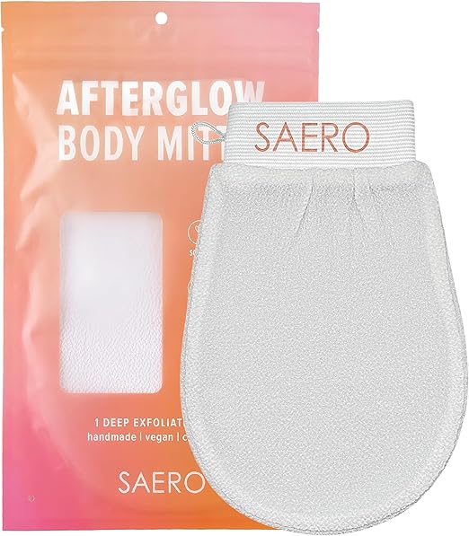 SAERO Exfoliating Glove (1pc) - 100% Vegan Viscose Body Scrub Glove – Traditional Kessa Korean Washcloth – Ideal for Self-Tan Removal & Keratosis Pilaris Treatment