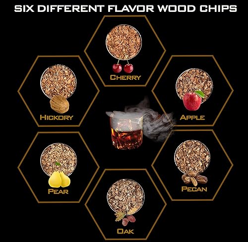 Miniatura 5 de Bell Bind Kit de ahumador de cóctel con antorcha, bourbon a la antigua, whisky escocés, kit de infusor de ahumador de bebidas, juego de 6 sabores de