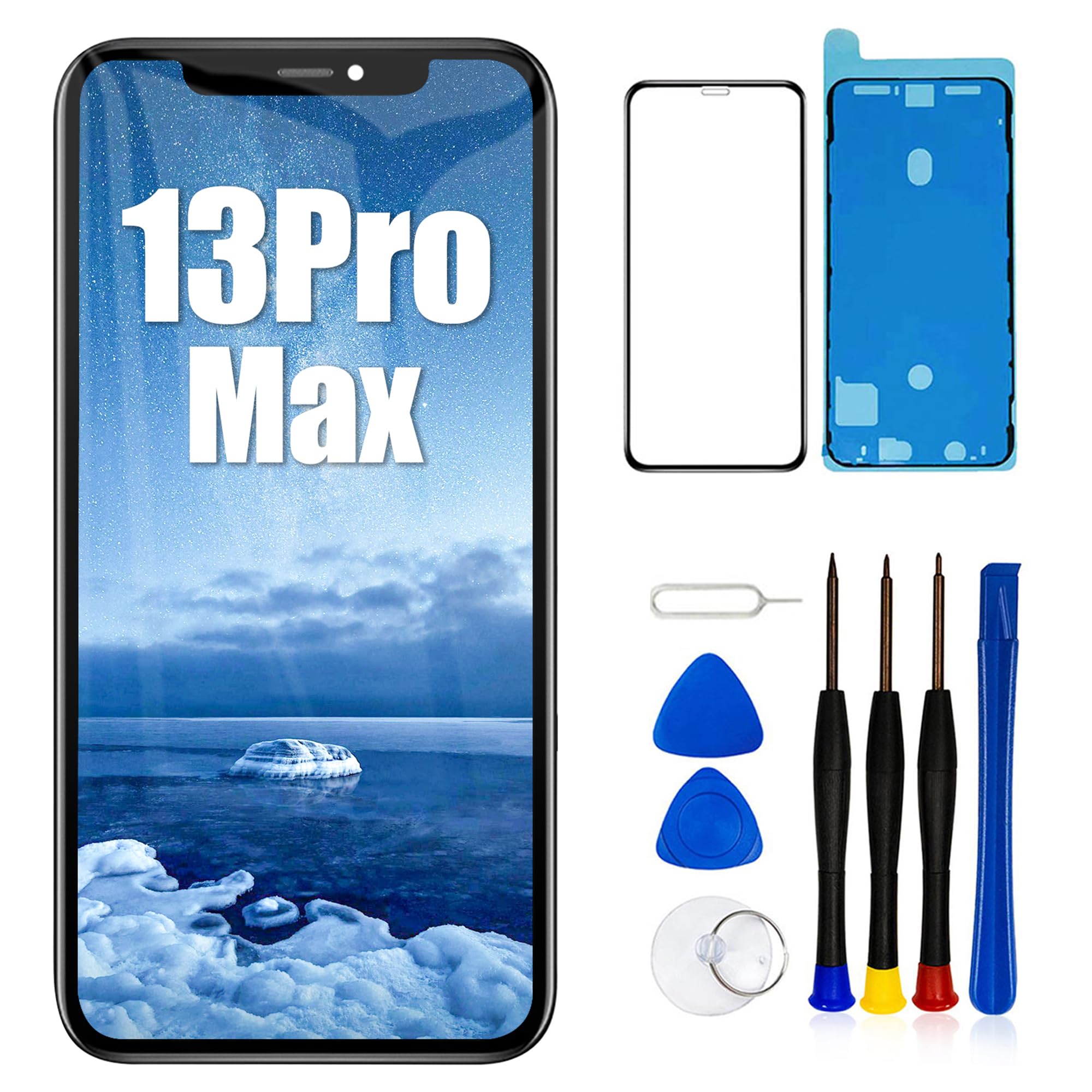 per iPhone 13 PRO Max Sostituzione dello Schermo LCD 6,7 Pollici Gruppo digitalizzatore del Display Schermo tattile,con Strumento di Riparazione del Gruppo Telaio