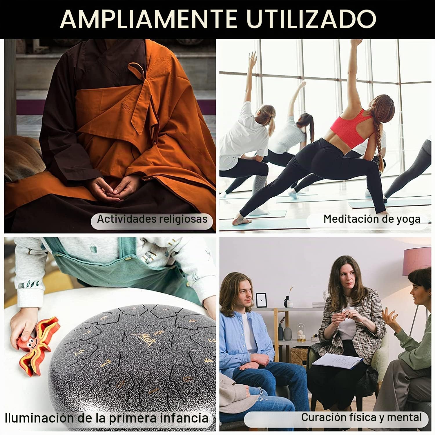 AKLOT Tambor de lengüeta 12 pulgadas Tambor de la Lengua 13 notas C Chiave instrumento de percusión Tambores de hendidura for meditación