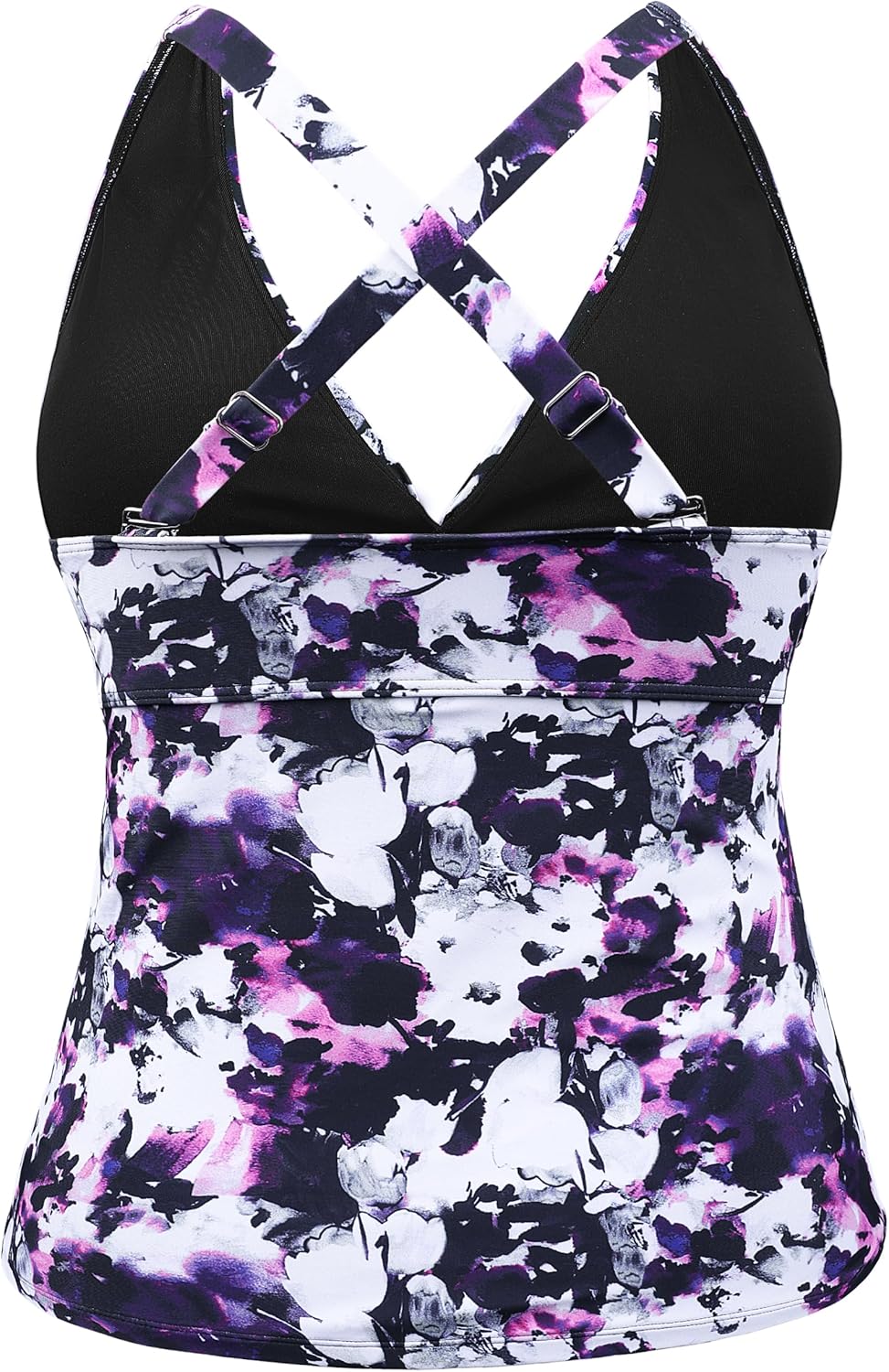 Firpearl Tankini Tops for Women Tummy Control Bathing Suit V Neck Criss Cross Swimsuit Top Only No Bottom - Image 7