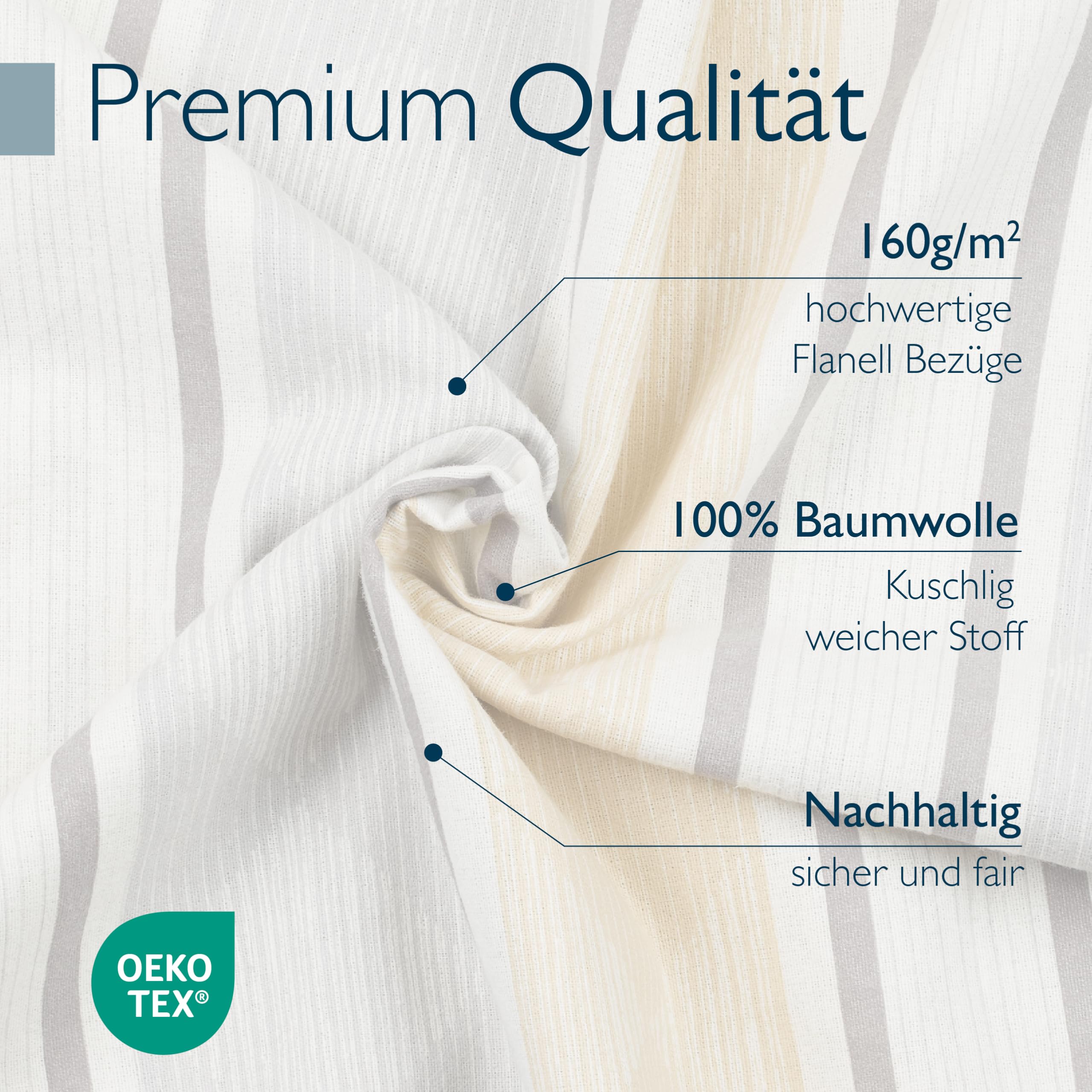 Beautissu Biber Bettwäsche 4teilig 100% Baumwolle Flanell Winterbettwäsche | 135x200cm Beige warme Feinbiber 2X Bettbezug & 2X Kissenbezug 80x80cm Biberbettwäsche Bettwäsche-Sets warm Winter Set Viola
