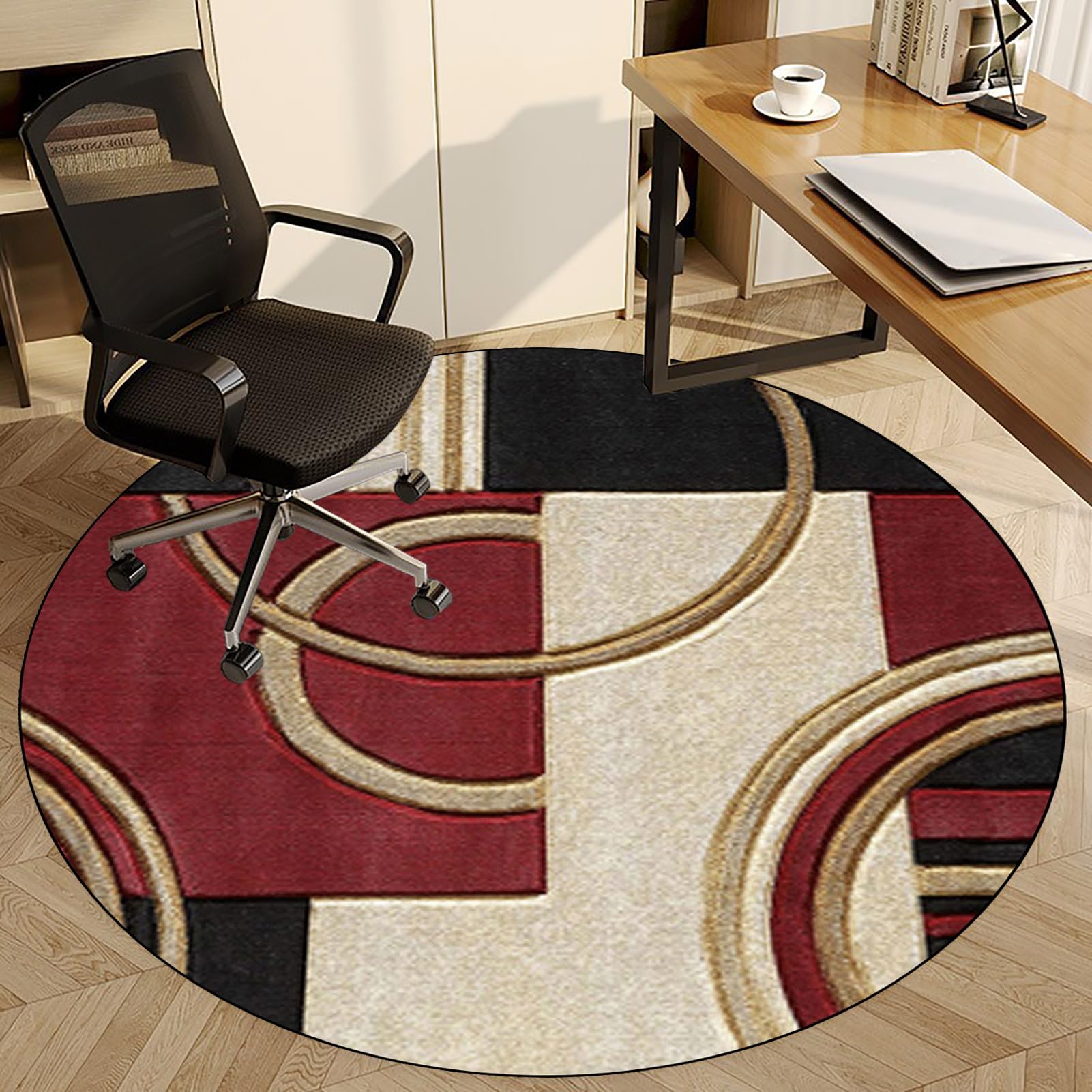 Fzamudng W1-332 Office Chair Mat For Hard Floor, Round Gaming Chair Mat, Low Pile Desk Chair Mat, Hard-Floor Chair Mats, Carpet Chair Mats, 70 Cm Multi-Purpose Hard Floor Protector For Home And Office Non Slip