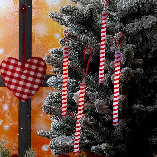 Miniatura 4 de Leyndo Paquete de 50 varillas brillantes de Navidad con cordón, bastones de caramelo que brillan en la oscuridad de 6 pulgadas que brillan en la