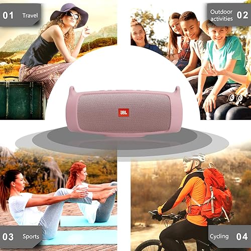 Miniatura 2 de LTGEM - Funda de silicona para altavoz JBL Charge 4, protector de viaje de gel suave, bolsa de goma impermeable con correa para el hombro (rosa)