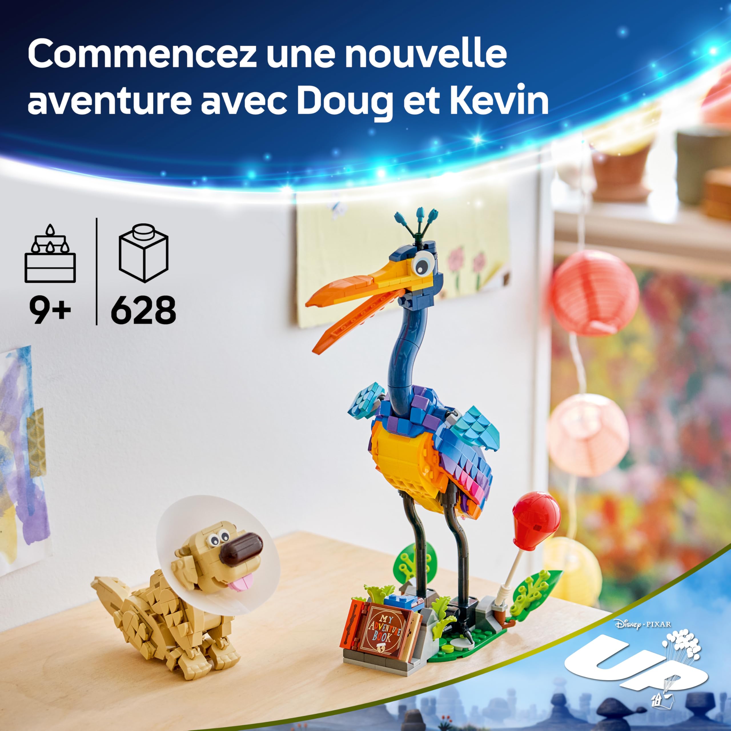 LEGO ǀ Disney et Pixar Kevin et Doug - Jouets - Chien Golden Retriever & Oiseau Exotique - Idée de Décoration de Chambre d'enfant DIY - Cadeau d'anniversaire Fille 9 Ans ou Fans du Film Là-Haut 43290
