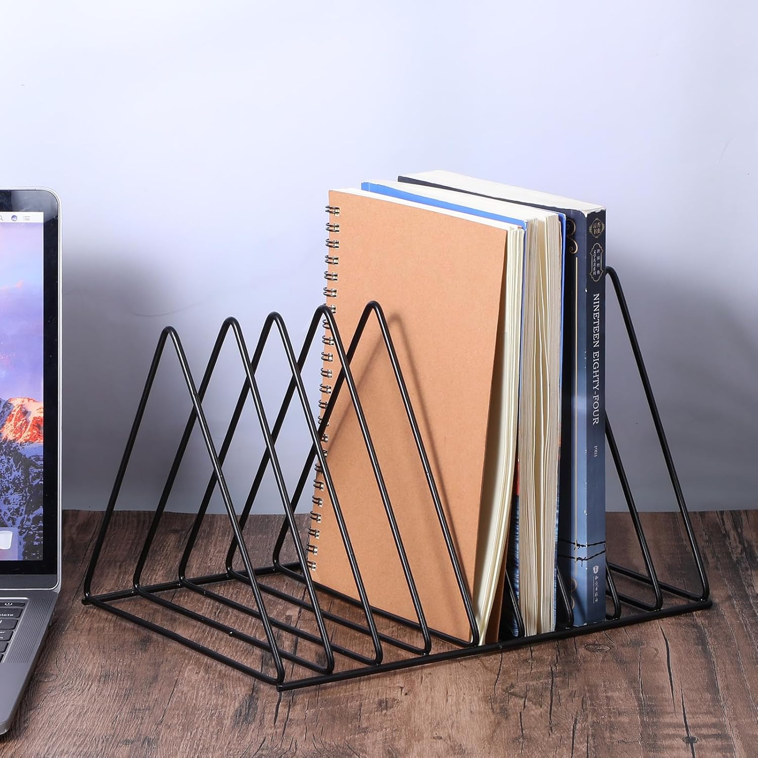 3 Pcs Magazine Holder Triangle File Holder Book 9 Slot Organizer Record Metal Vinyl Record Storage Magazine Rack Multifunction Sorter for Decor Home Office