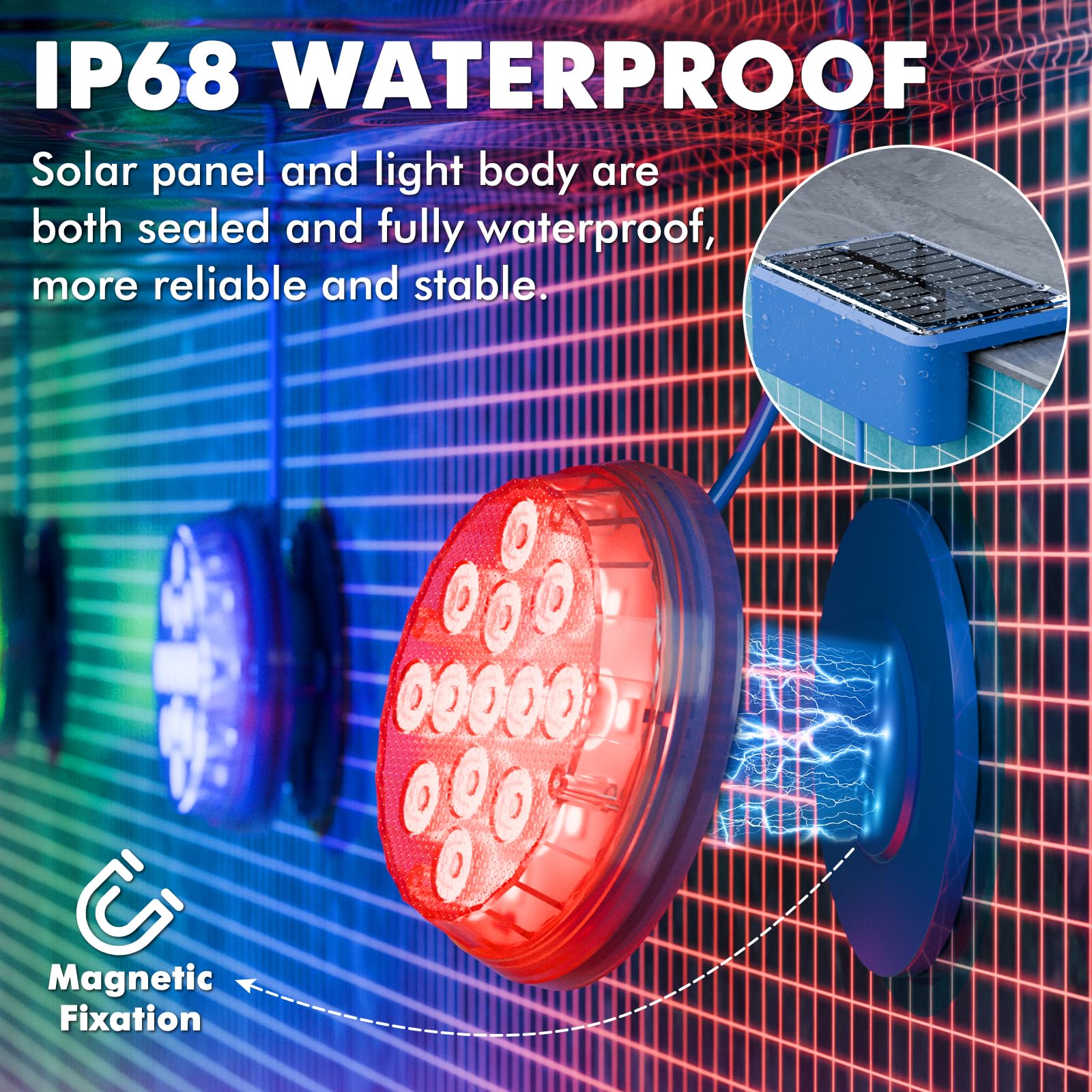 Quntis Luci Solari a Immersione IP68 Impermeabili per Piscina con Telecomando, LED RGBCW Subacquee Magnetiche per Esterno Laghetto Festa 2 Pezzi