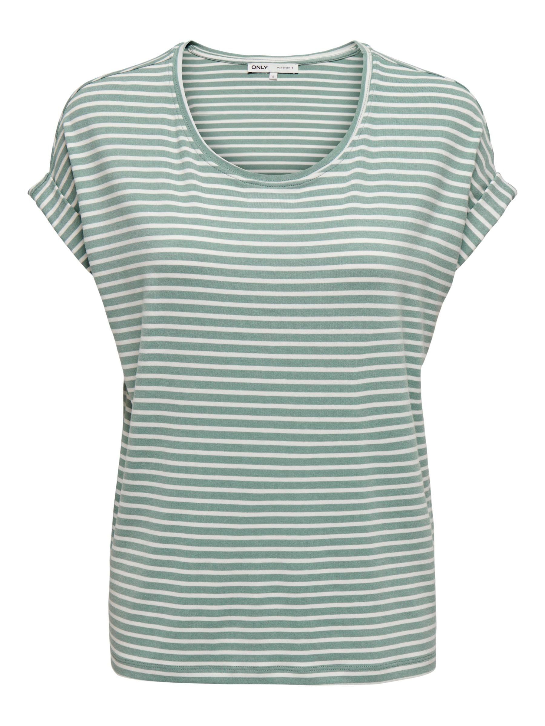 Only Narrow Striped T-Shirt With Short Sleeves Women's Green Striped Small