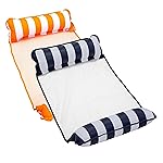 Aqua Original 4-in-1 Monterey Hammock Pool Float & Water Hammock - Multi-Purpose, Inflatable Pool Floats for Adults - Patented Thick, Non-Stick PVC Material - One Navy Blue & One Orange, 2-Pack