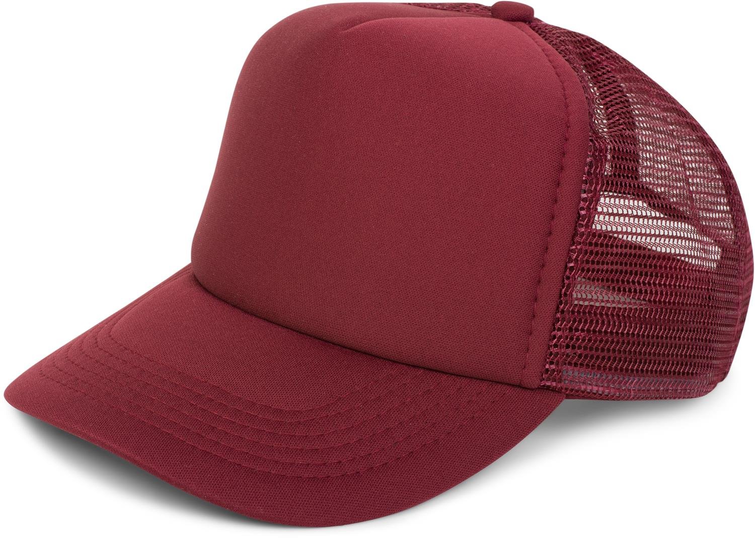 Stylebreaker Unisex Wine Red 5-Panel Mesh Cap, Trucker Baseball Cap, Adjustable Click And Snap Closure, Cap 04023007, Colour: