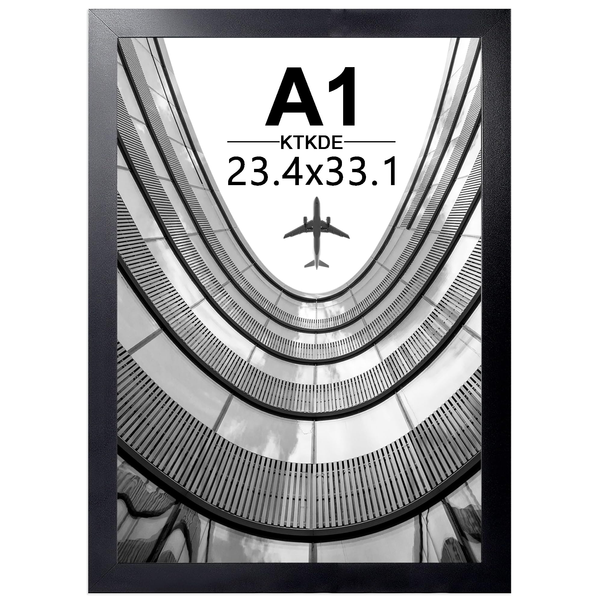 Photo 1 of *Damaged Frame* KTKDE A1 Picture Frame,23.4x33 Poster Frame Black Woodgrain, Vertical & Horizontal Wall Hanging Large picture frames for Photos, Posters & Art Prints