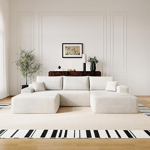 Vista 39 de Sofá modular moderno de 96 pulgadas para sala de estar, sofá modular tapizado, sin hueso, cómodo sofá nube con diván en forma de L
