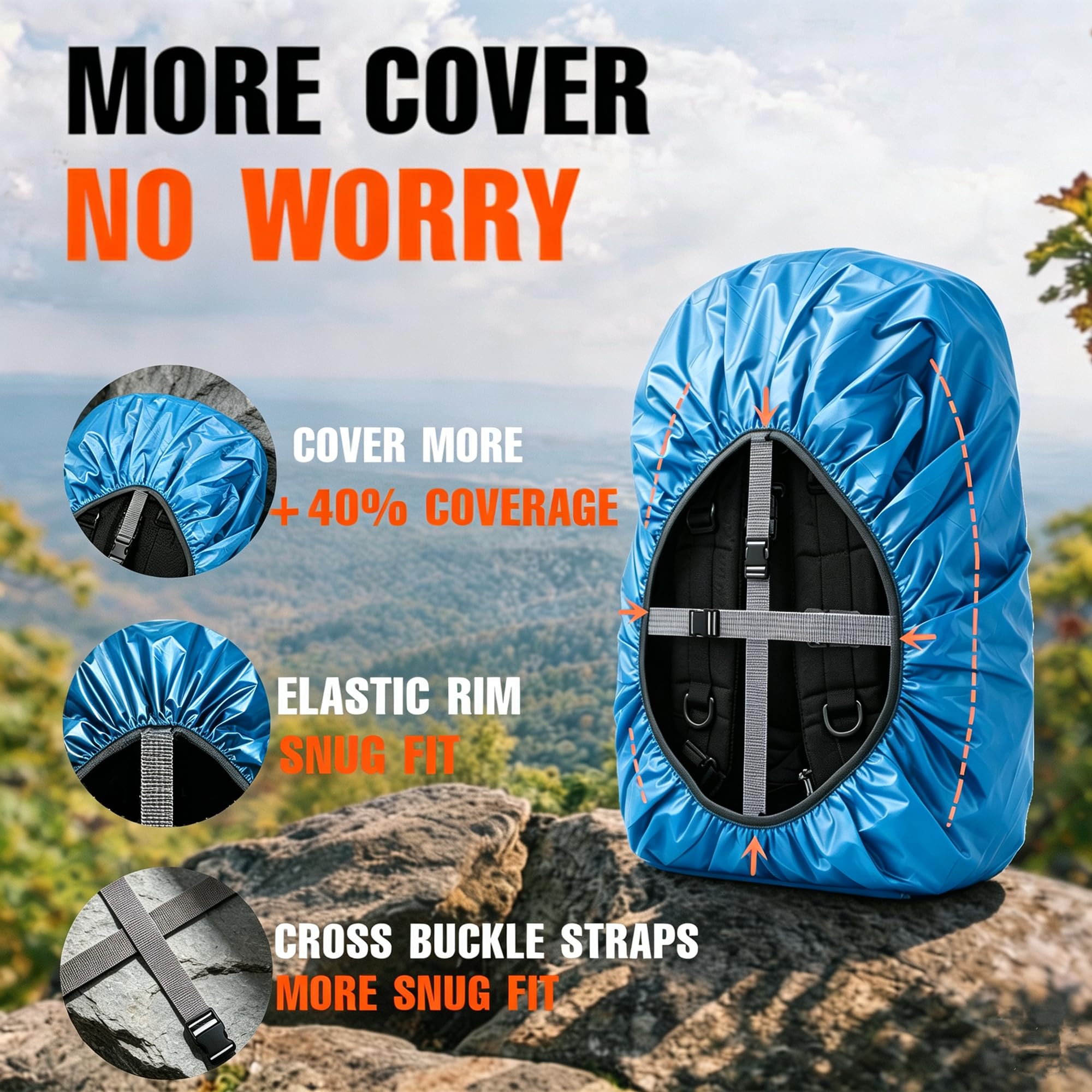 Joy Walker 12000mm Waterproof Backpack Rain Cover for Hiking Camping Travel