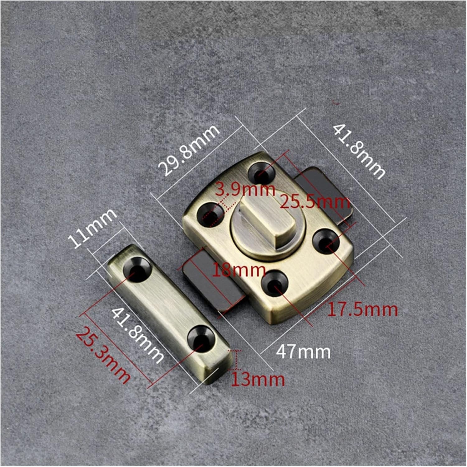 Slide Bolt Gate Latch, Bolt Sliding Door Lock, WC Small Latch Door Lock Toilet Shower cubicles & Bathroom Turn Twist Bolt Catch Latch Latch(Bronze)