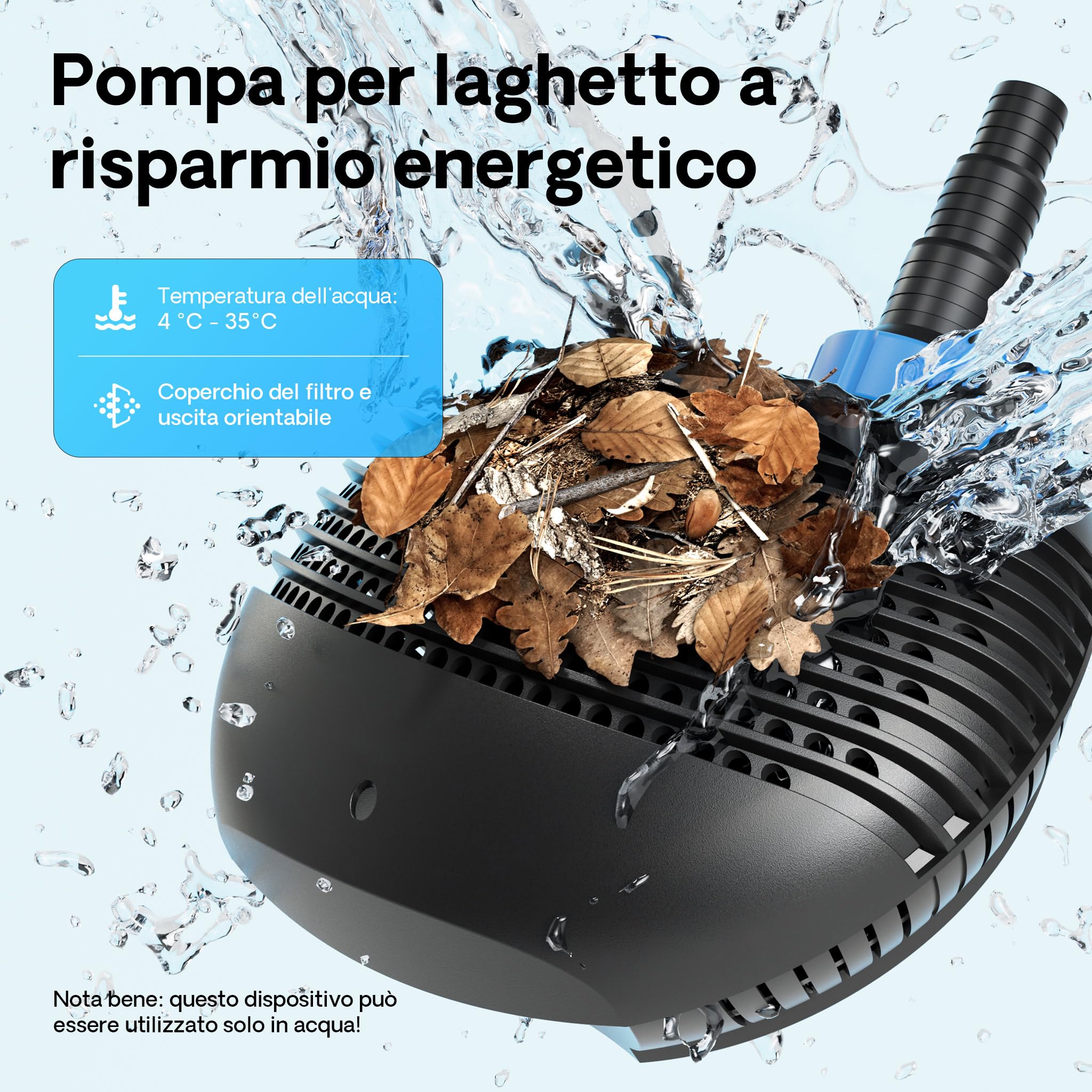 SunSun Pompa da laghetto CTF-5800 SuperECO 5200l/h 40W per circolazione e filtrazione acqua