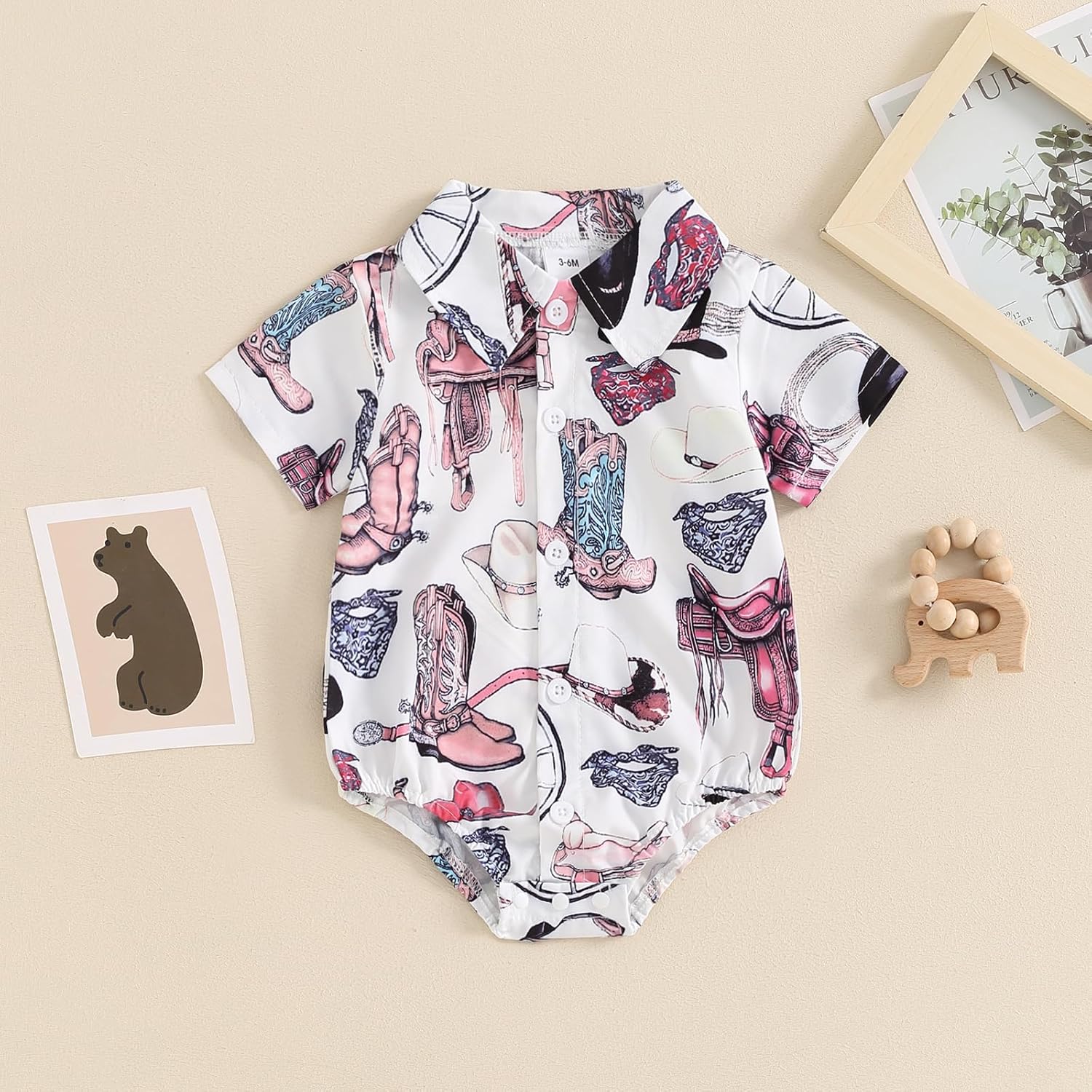 Kayotuas Western Baby Boy Clothes Cowboy Shirt Romper Long/Short Sleeve Button Down Dress Bodysuit Infant Gentleman Outfits - Image 2