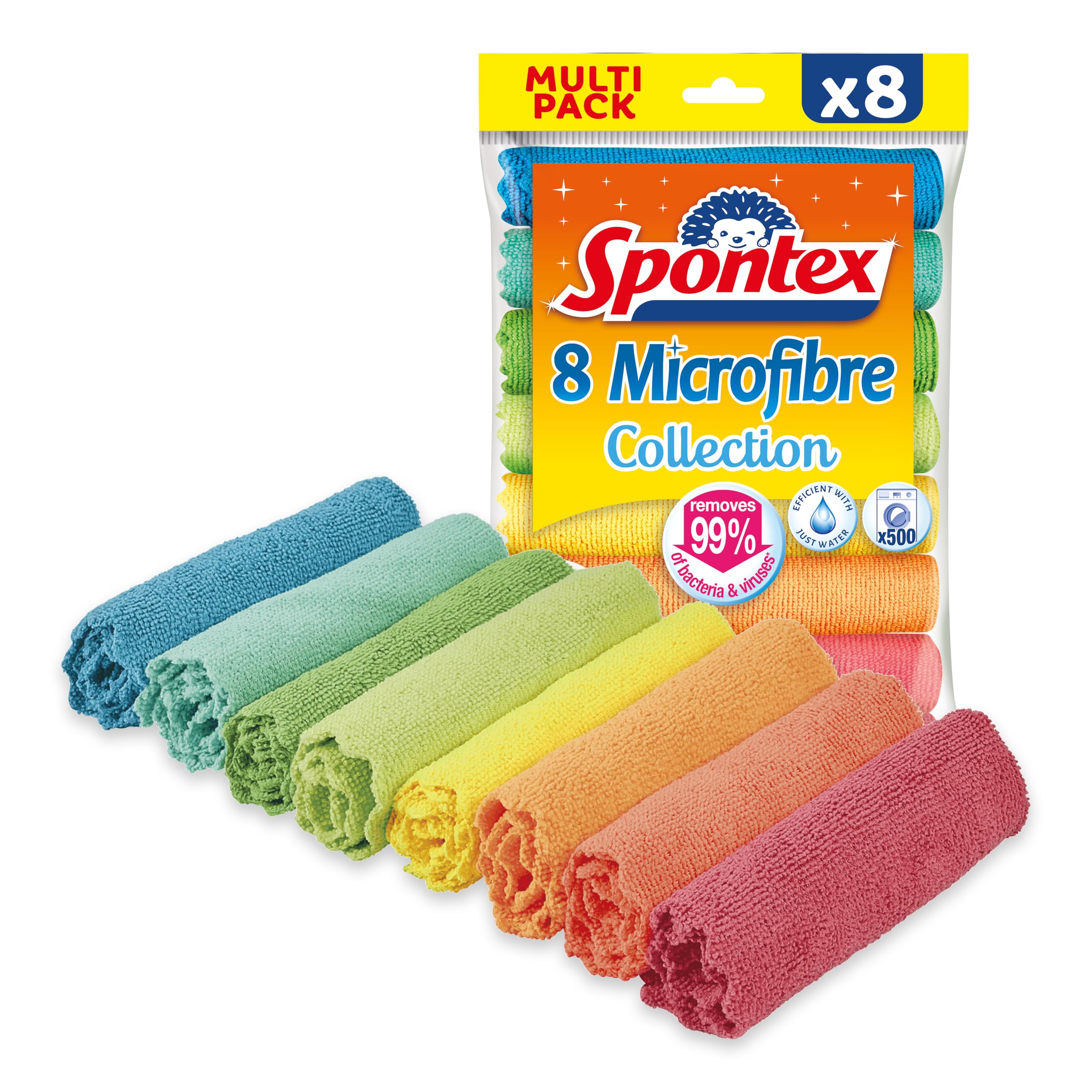 Spontex Microfibre Collection | Microfibres Multi-​usages | 8 Chiffons de Nettoyage en Microfibre