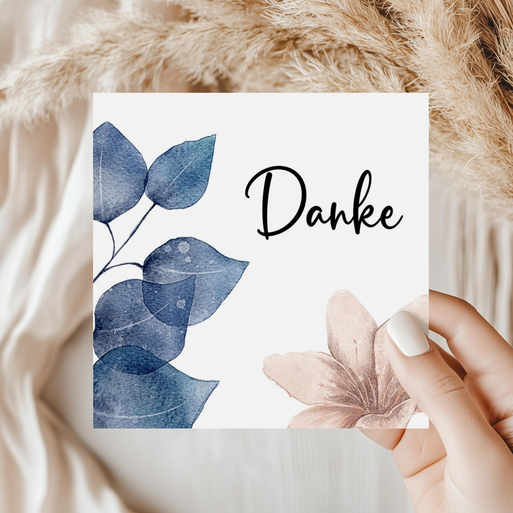 Dankeskarte Mit Umschlag – Klappkarte „Danke“ In Wasserfarben-Design, 125 X 125 Mm, 300 G/m² Papier