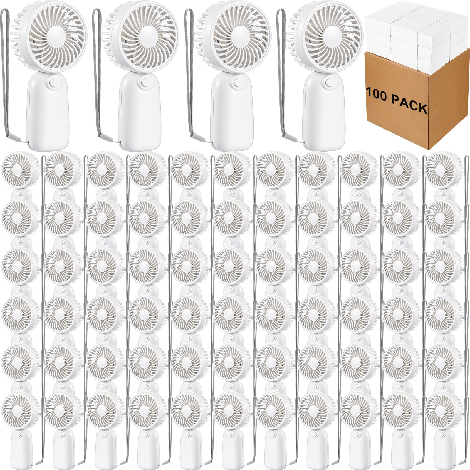 Mini éventail portatif lot de 100 blanc idéal comme cadeau d'été pour vos invités de mariage