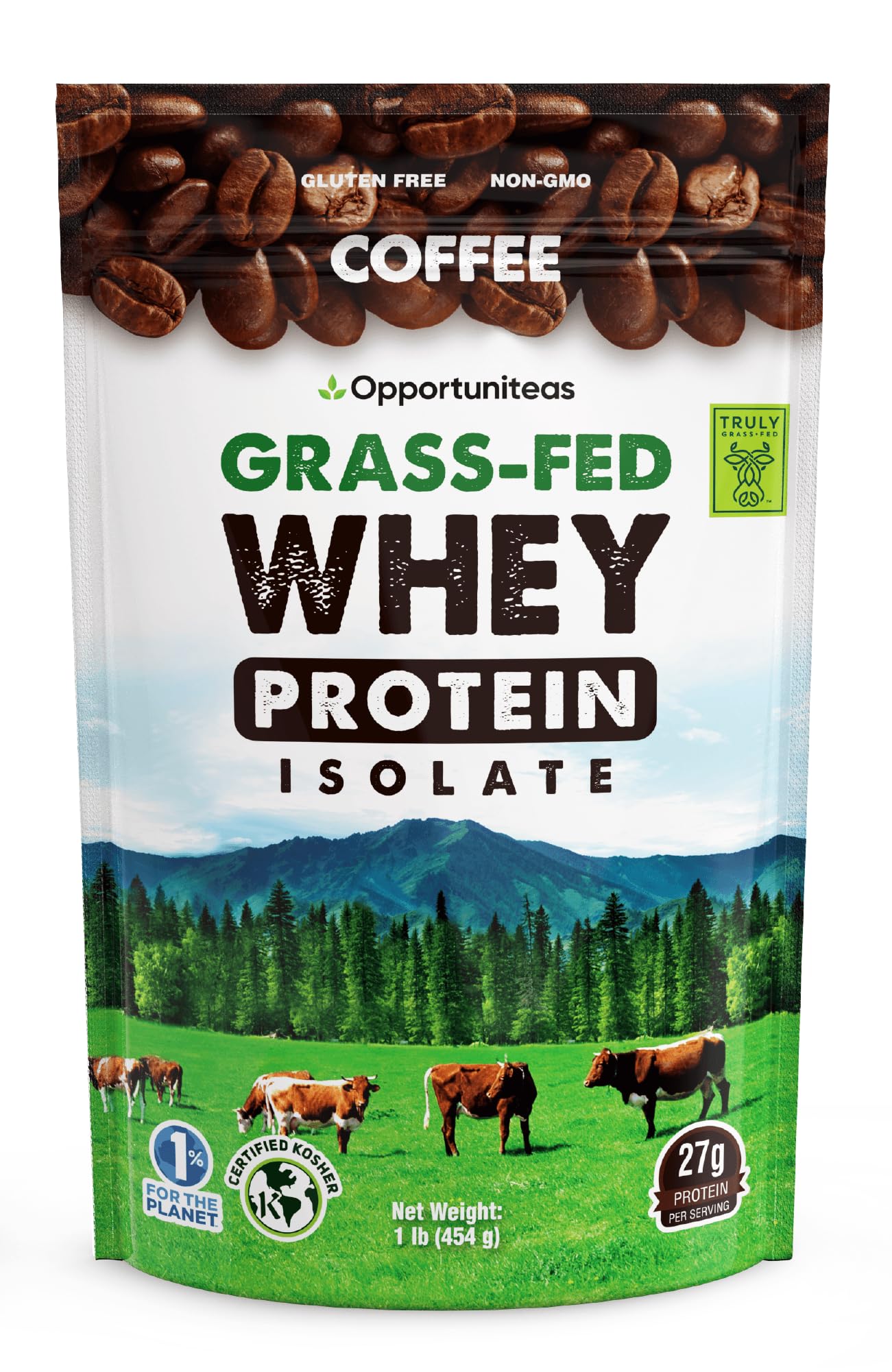 Coffee Whey Protein Powder - Low Carb & Keto Friendly - Grass Fed Whey Isolate + Colombian Coffee - 60 mg Caffeine for Energy - Pre or Post Workout Drink Mix, Latte, Shake & Smoothie 1lb