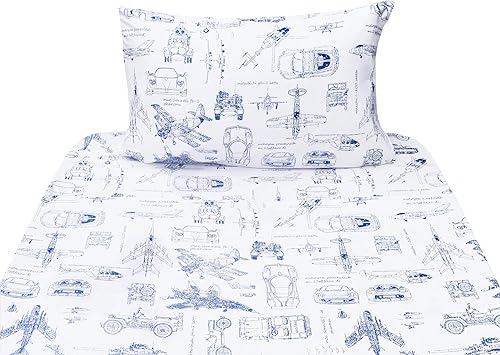 Adorable juego de sábanas con dibujos, tamaño individual, para niños, 100% algodón, sábana encimera, bajera y funda de almohada, de J-pinno,