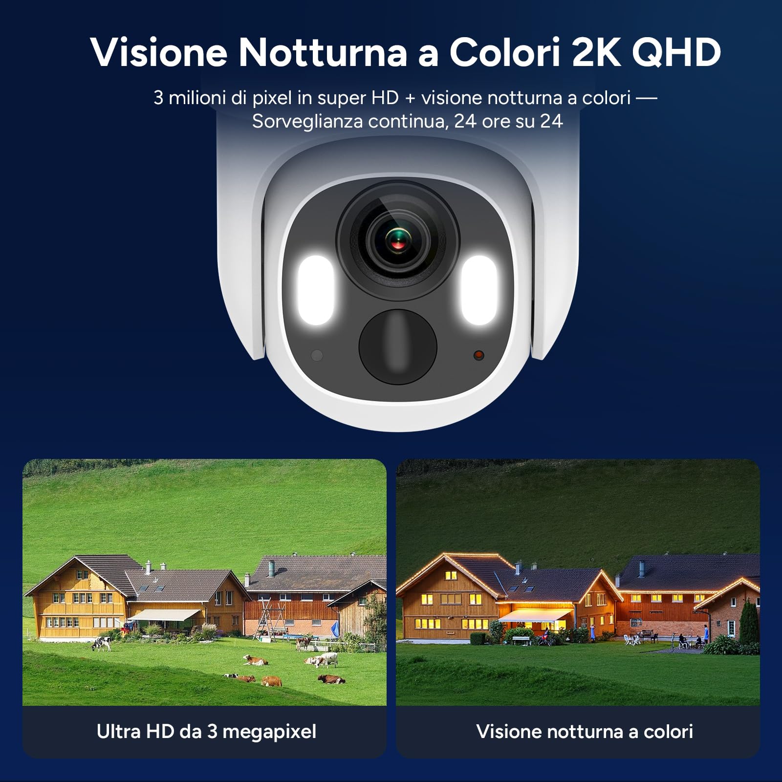 WOOX Telecamera di Sorveglianza Esterna senza WiFi, 2K 3MP Telecamera 4G LTE con Pannello Solare, PTZ 355° e 140°, Visione Notturna a Colori, rilevamento AI, Locale e Cloud (Senza scheda SIM)
