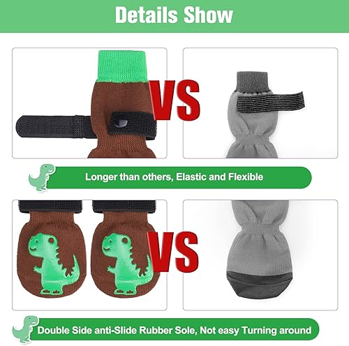 Miniatura 9 de BEAUTYZOO Calcetines antideslizantes para perros, zapatos de perro para pavimento fríocaliente, protectores de patas con empuñaduras, 3 pares para