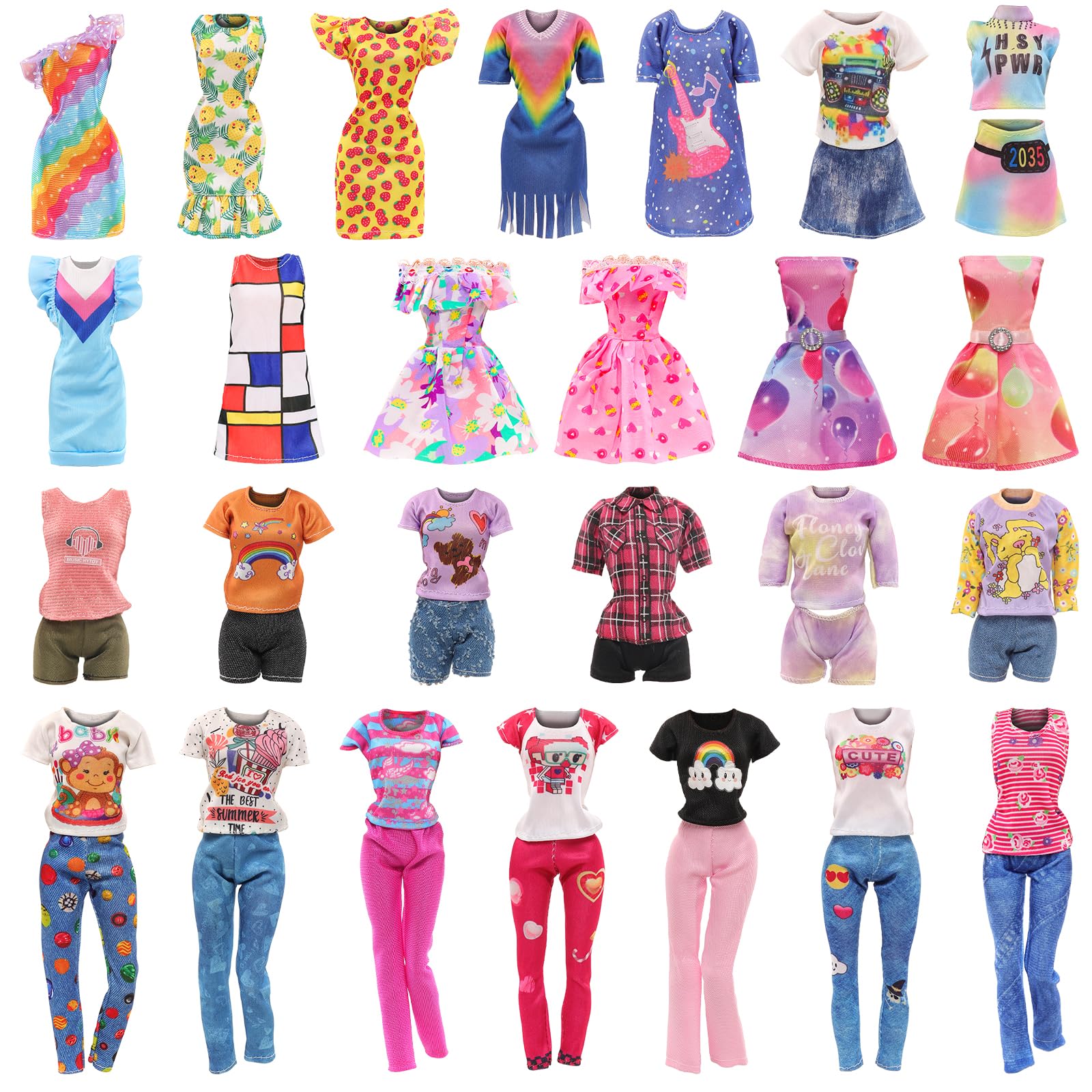 BARWA 10 Sets Doll Clothes Including 5 Fashion Floral Dresses 5 Sets Casual Outfits Tops and Trousers, Shorts for 11.5 inch Girl Dolls…