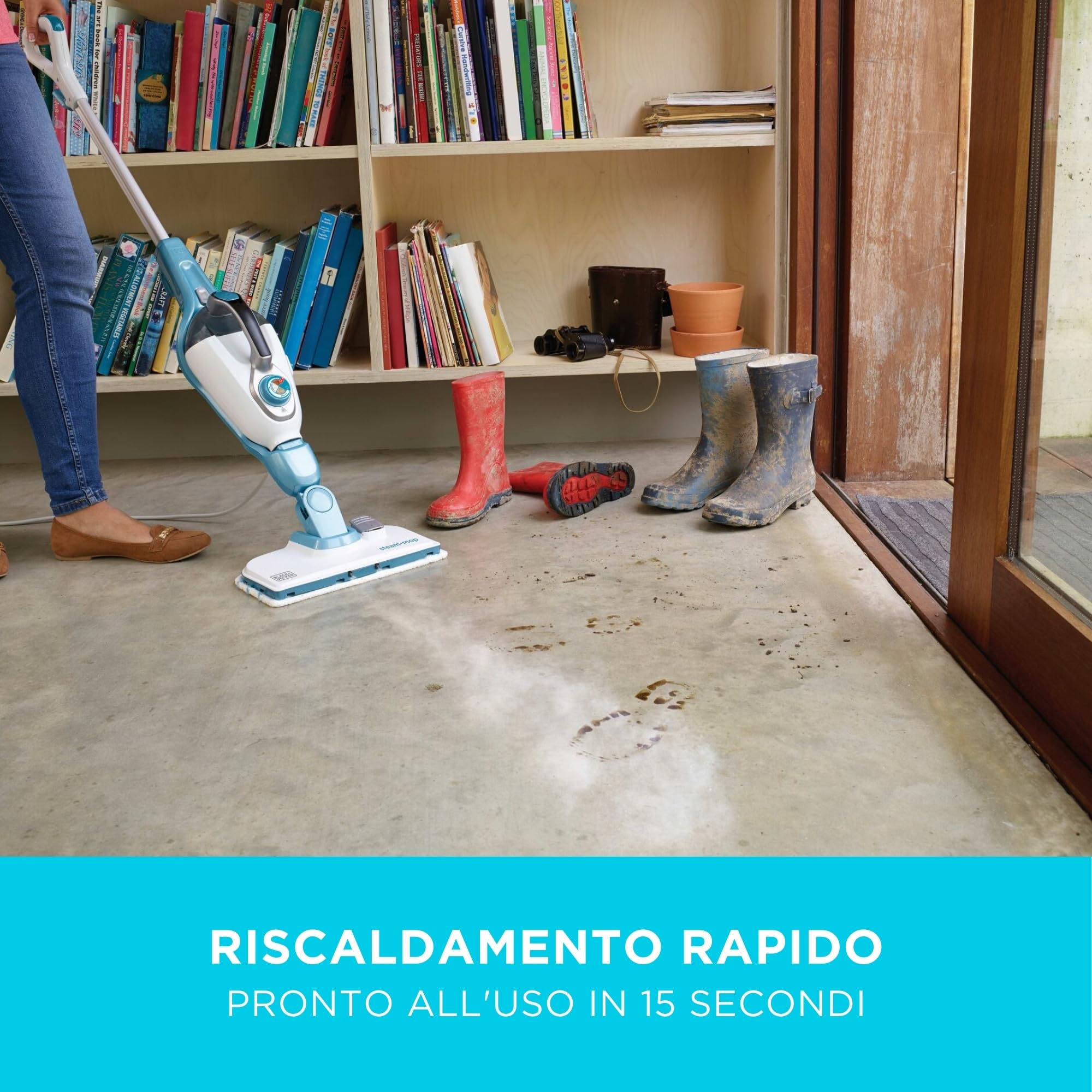 BLACK+DECKER FSMH1321JSM-QS Lavapavimenti a vapore STEAM-MOP 13 in 1, Sistema di Pulizia Guanto Steamitt, con Generatore di Vapore Portatile, 1300W
