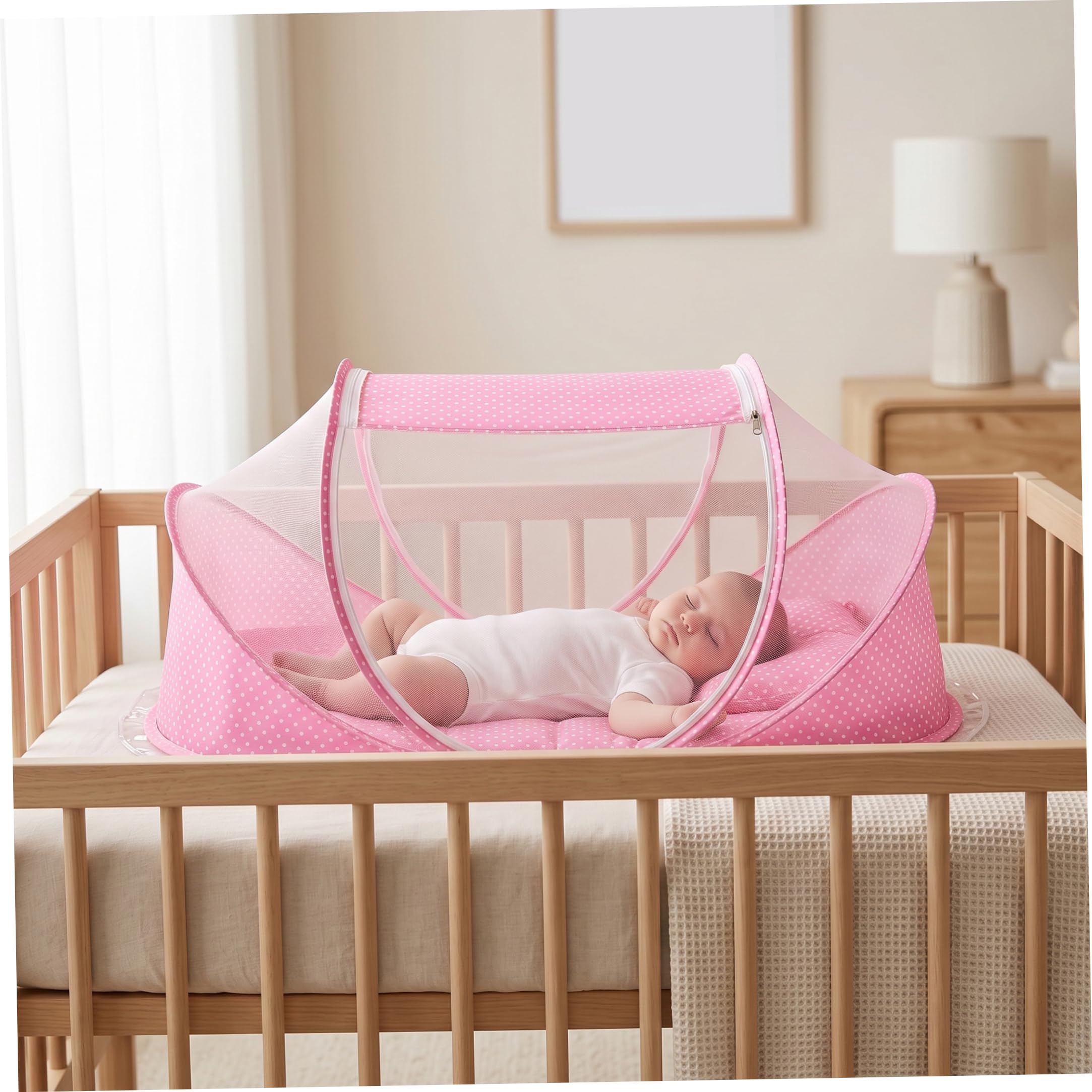 Tenda per Culla, Tenda da Spiaggia per Bambini in Rete Pop-up con Cuscino e Trapunta, Copertura in Rete Senza Montaggio per Neonati, Stile 2