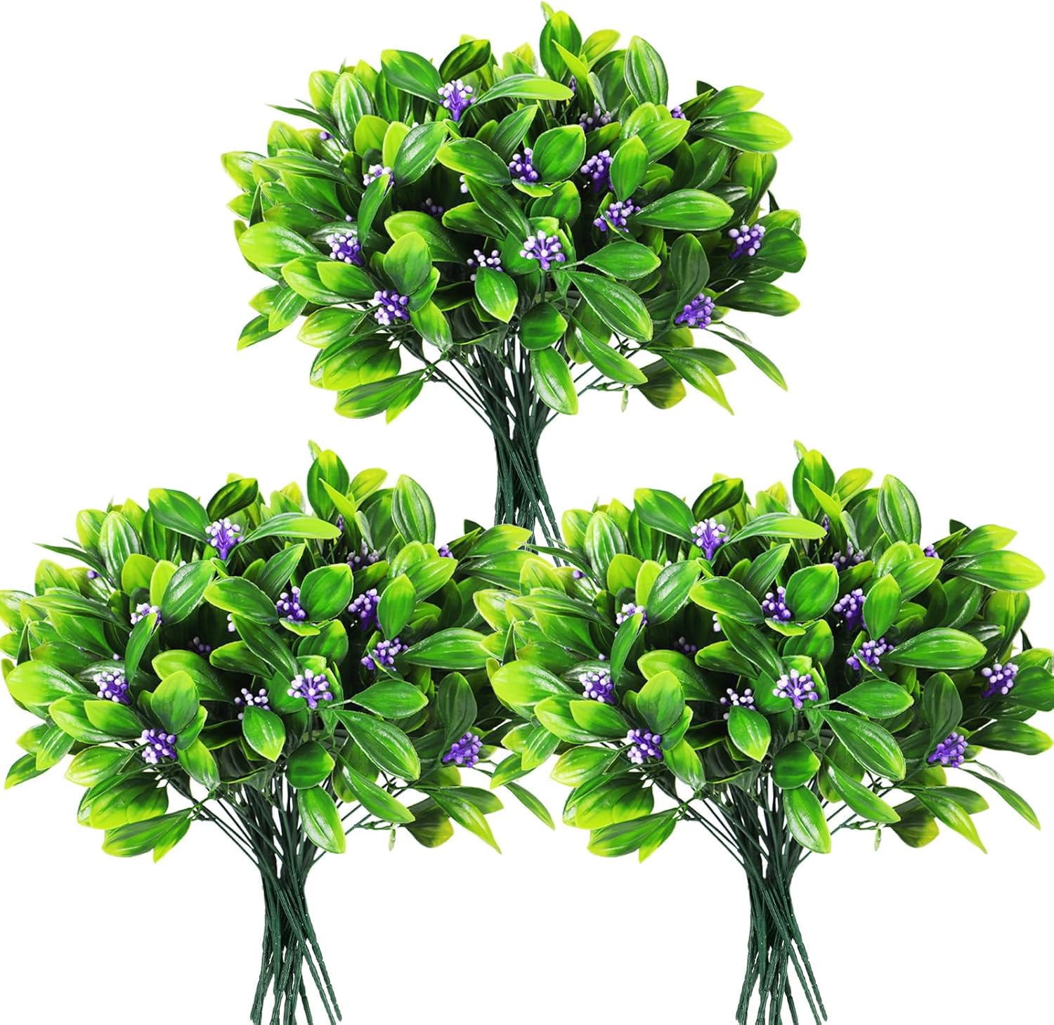 SJL Artificial Flowers for Spring Realistic Fake Plants with Greenery Stems, UV Resistant Plants Plastic Floral Arrangement for Outside Window Box Front Porch Hanging Planter Home Decoration(Purple)