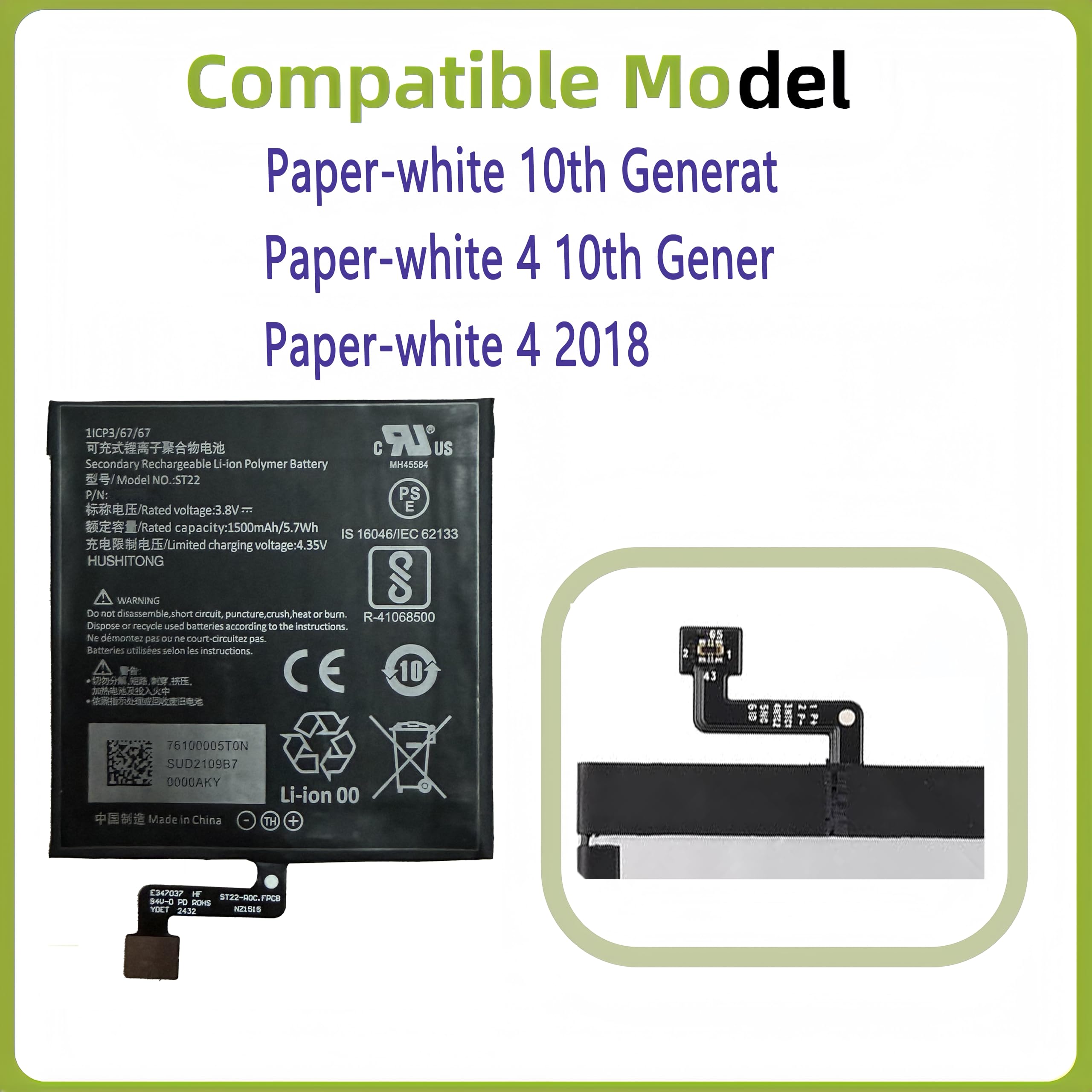 Zapasowy akumulator 58-000246 / ST22 kompatybilny z Paper-White 10th Generat, Paper-White 4 10th Gener, Paper-White 4 2018 bateria zamienna z zestawem narzędzi
